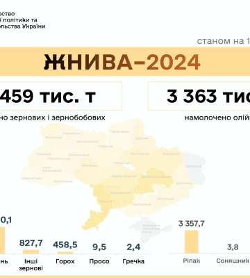 В Україні намолочено понад 31,9 млн тонн: 28,5 млн тонн зернових та 3,4 млн тонн олійних