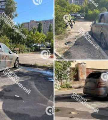 В Днепре сожгли две военные машины