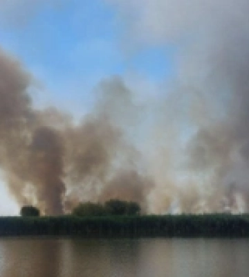 В Одеському районі припинилося горіння очерету, яке почалося ще тиждень тому