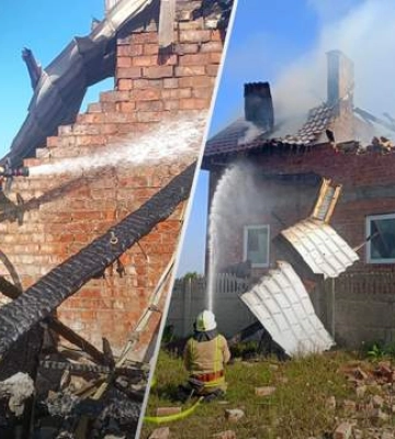 На Прикарпатті рятувальники ліквідували пожежі, що виникли через падіння уламків ракет. ФОТО