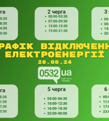 На Полтавщині вимикатимуть світло 28 серпня: графік