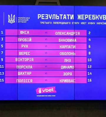 Кубок Украины-2024/2025: результаты жеребьевки 1/8 финала
