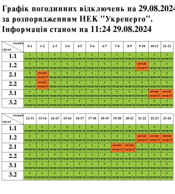 Оновлено графік вимкнення електроенергії на Львівщині 29 серпня