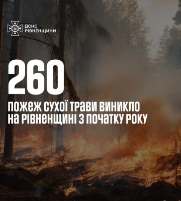 З початку року на Рівненщині зафіксовано 260 пожеж в природних екосистемах