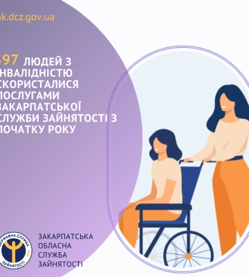 397 людей з інвалідністю скористалися послугами Закарпатської служби зайнятості з початку року