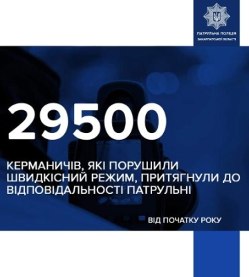 29500 водіїв, які порушили швидкісний режим, притягнули до відповідальності патрульні поліцейські Закарпаття від початку року