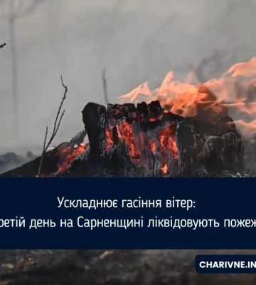 Ускладнює гасіння вітер: третій день на Сарненщині ліквідовують пожежу
