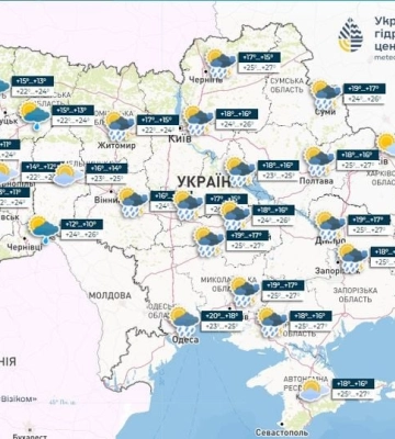 Погода в Україні: короткочасні дощі, місцями грози