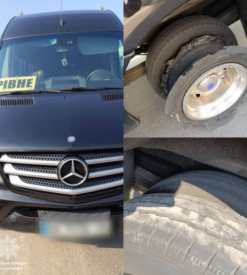 На Рівненщині водій пасажирського автобуса їхав без шини