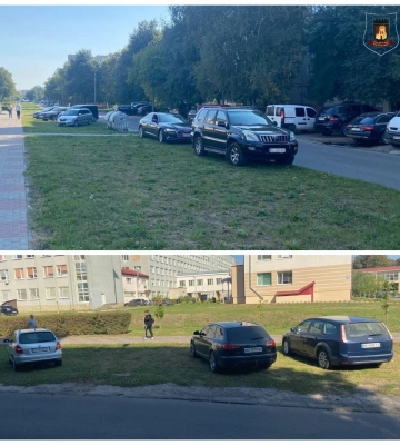 У Луцьку водії влаштували масову стоянку автомобілів на газонах