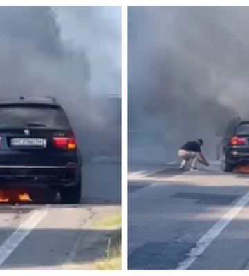 Водій луцького турагентства серед траси рятував палаюче BMW