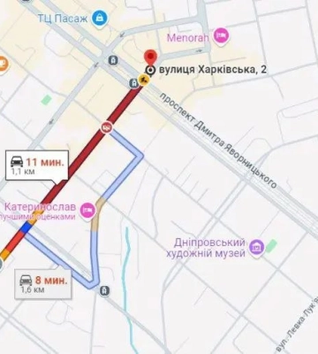 Через ДТП у середмісті Дніпра ускладнено рух транспорту