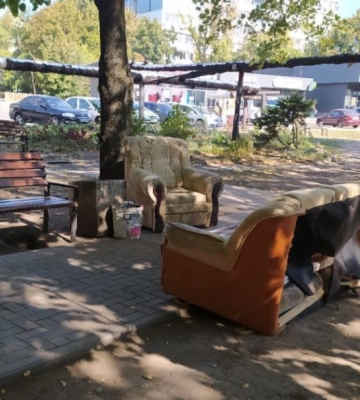 У Дніпрі на Тополі облаштували «вітальню» зі старих меблів просто неба
