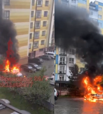 Палала автівка в Івано-Франківську : ВІДЕО