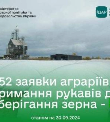 Аграрії подали 2052 заявки на отримання рукавів для зберігання зерна