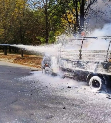 У Кропивницькому згорiв вантажний автомобiль