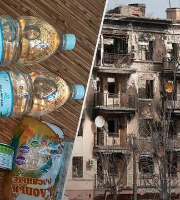 Две бутылки воды и крупа с жуками: в сети показали помощь на месяц в оккупированном Мариуполе