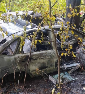 На Львівщині після зіткнення з деревом вщент згорів автомобіль