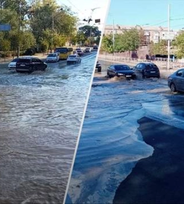 В Киеве возле станции метро &quot;Дорогожичи&quot; прорвало сеть водоснабжения: движение авто ограничили