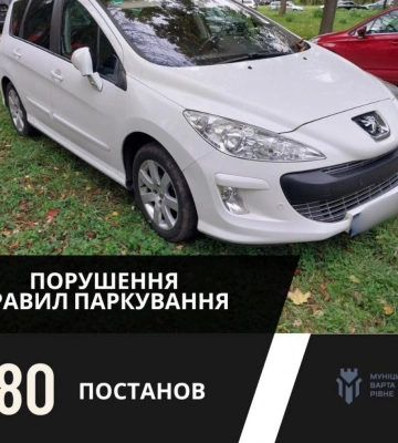 Рівненські інспектори з паркування за минулі вихідні склали на порушників близько 280 постанов