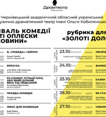 У Чернівцях сьогодні розпочнеться фестиваль "Золоті оплески Буковини"