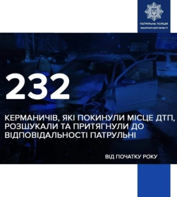Поліцейські Закарпатської області розшукали 232 водіїв, які покинули місце ДТП!