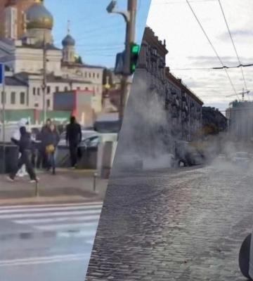 У центрі столиці прорвало трубу, дорогу залило окропом (відео)