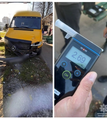 У Рівному нетверезий кермувальник ледь не зніс зупинку громадського транспорту