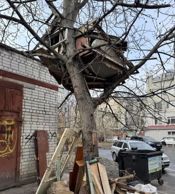У центрі Черкас чоловік побудував “курник” на дереві (ФОТО)