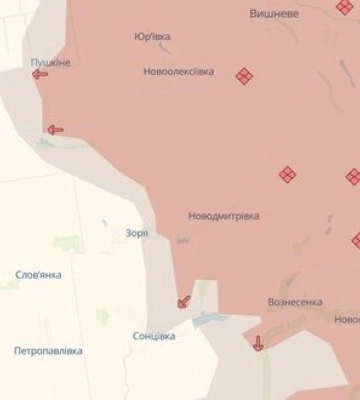 Ворог окупував Новопустинку, Старі Терни, Іллінку та Новодмитрівку. Має просування на Донеччині, - DeepState. КАРТА