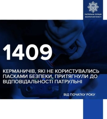 Закарпатські патрульні винесли 1409 постанов за їзду без пристебнутого ременя безпеки