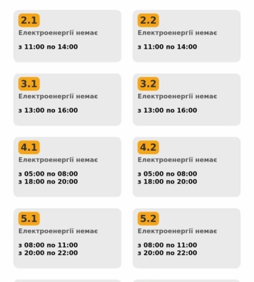 Графік відключення електроенергії на Львівщині 14 грудня