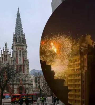 Атака на Николаевский костел в Киеве: момент удара попал на видео