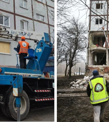 У Харкові комунальники усувають наслідки нічних влучань: вибито близько 200 вікон