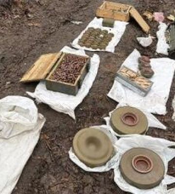 Поблизу Полтави в лісі знайшли гранатомет, міни та майже 60 ручних гранат