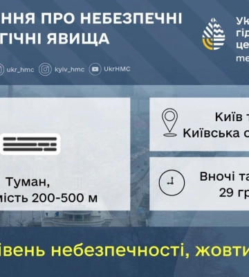 Туман с видимостью до 500 м накроет Киев и область 29 декабря