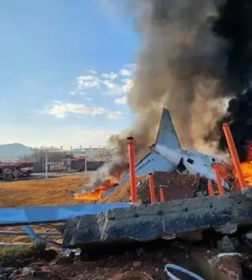 В Южной Корее разбился пассажирский самолет со 181 человеком на борту: фото с места катастрофы