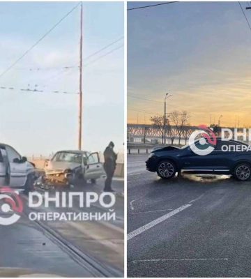 &quot;Позаносило&quot; автівки: у Дніпрі через ДТП на мосту стався серйозний затор