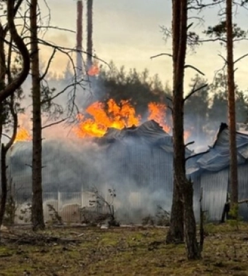 На Волині горить деревообробне підприємство (Фото)