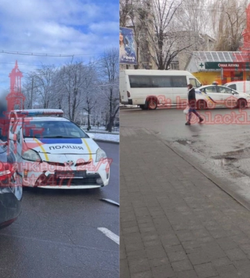 В Івано-Франківську зіткнулися службовий автомобіль поліції та Peugeot 308