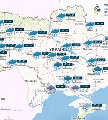 6 січня на Волині очікується мокрий сніг та пориви вітру