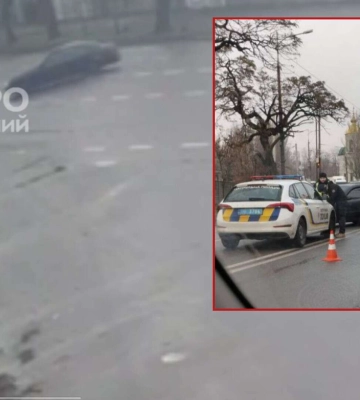 У Дніпрі Mercedes занесло на дорозі й він протаранив Subaru: відео моменту ДТП