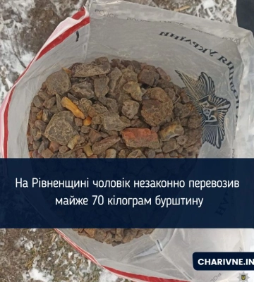 Житель Вараша незаконно перевозив майже 70 кілограмів бурштину (ФОТО)