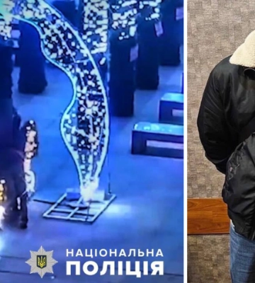 Буцав кулю ногами: затримано чоловіка, який напав на новорічну інсталяцію у Дніпрі