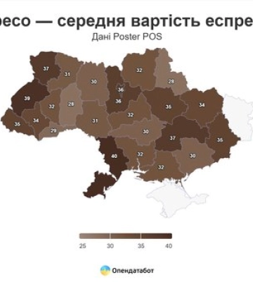 Індекс Еспресо: Волинь — у трійці областей із найдорожчою кавою