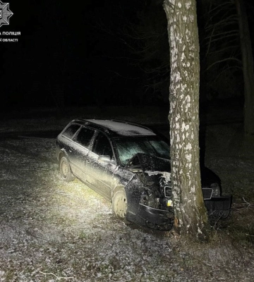 На Волині п&#039;яний водій втікав від патрульних і врізався у дерево