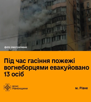 У Рівному вогнеборці евакуювали 13 людей під час гасіння пожежі
