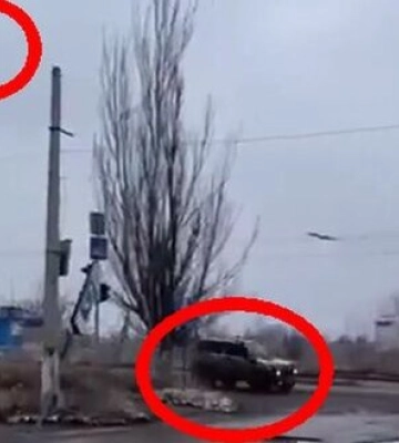 Украинский дрон гоняет автомобиль с россиянами оккупированной Горловкой. ВИДЕО
