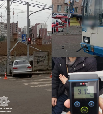У Рівному п’яний врізався у тролейбуса та паркан