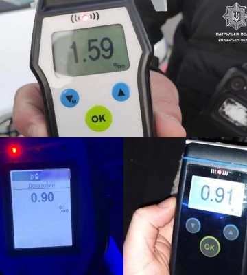 На Волині за вихідні зловили п&#039;ятьох керманичів «під мухою»